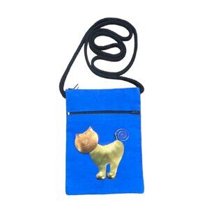 Unbranded Women's Blue Copper Cat Crossbody Phone Bag Sz S